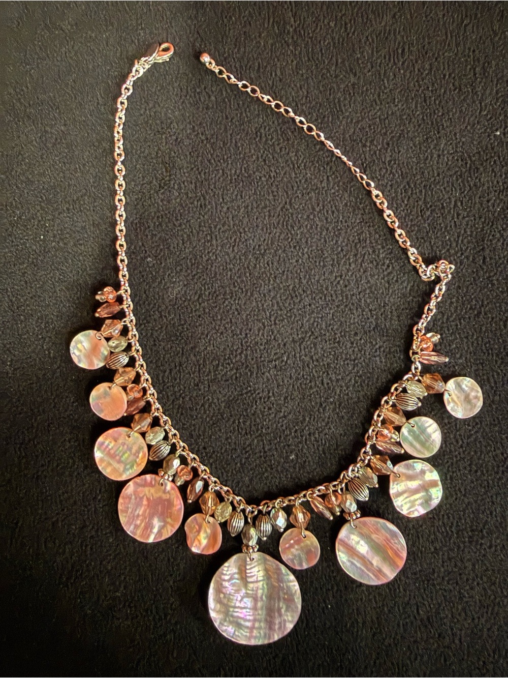 Lia Sophia Iridescent Shell Disc Beaded Statement Necklace